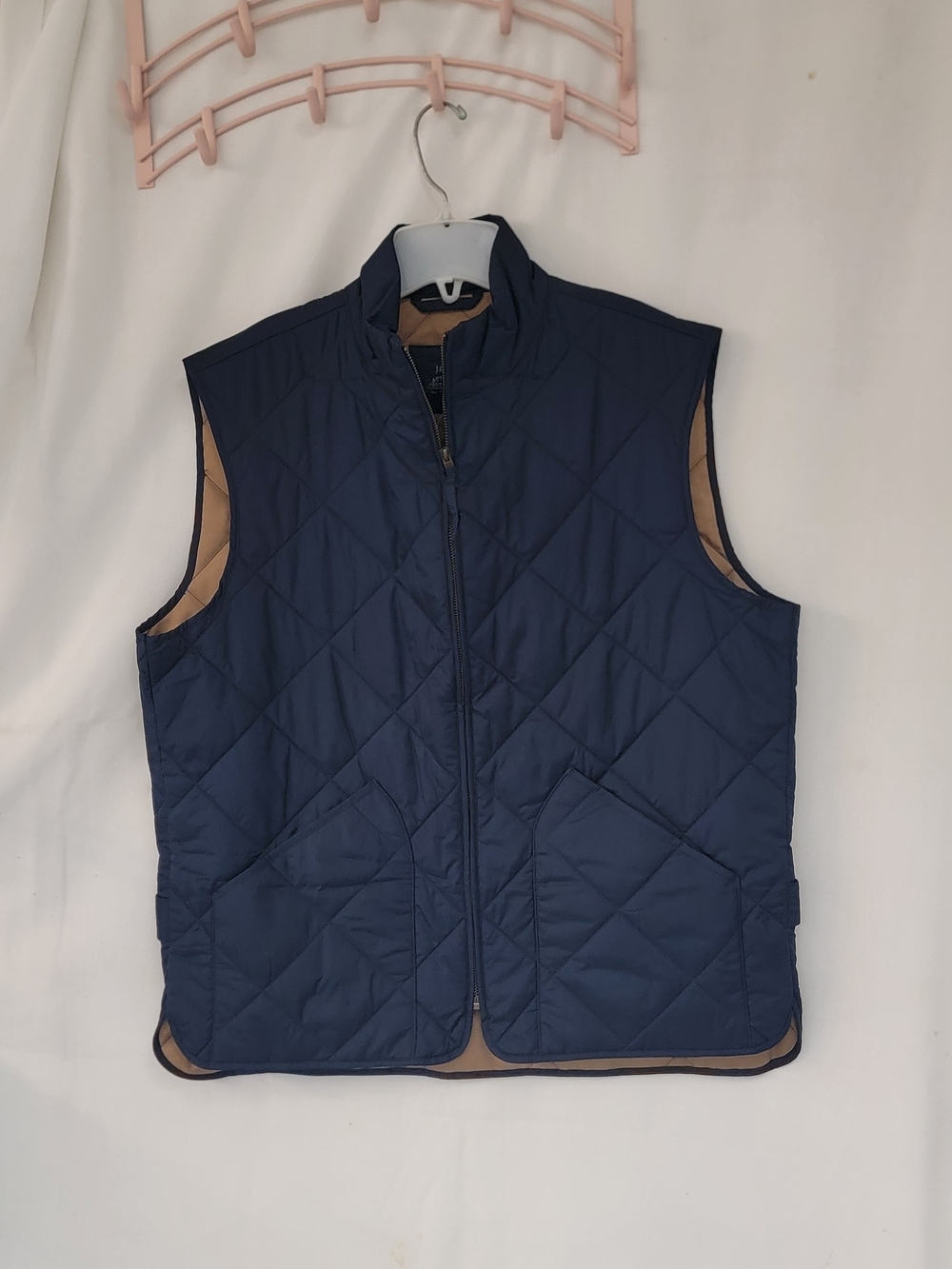 J. Crew Quilted Reversible Vest in Navy and Tan